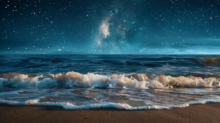 Wall Mural - beautiful night landscape with starry sky over the sea and sandy beach