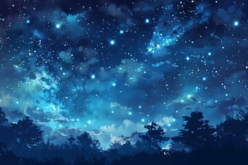 Wall Mural - night sky background with stars and nebula