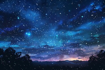 Wall Mural - night sky background with stars and nebula