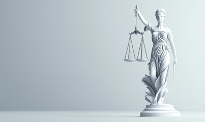 elegant statue of lady justice holding scales, symbolizing law and fairness. suitable for legal conc