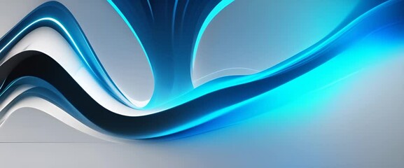 Wall Mural - futuristic blue wave technology animation in dark environment smooth flowing and dynamic digital wav