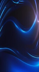 Wall Mural - futuristic blue wave technology animation in dark environment smooth flowing and dynamic digital wav