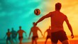 © Friedbert - Group of young men playing beach volleyball at sunset, enjoying an active lifestyle outdoors, AI
