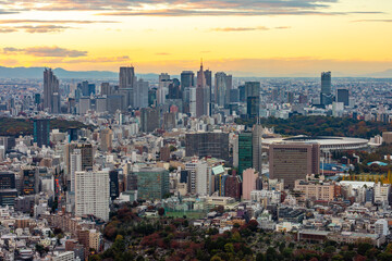 Wall Mural - Tokyo skyline with Shinjuku district skyscrapers at sunset, Japan