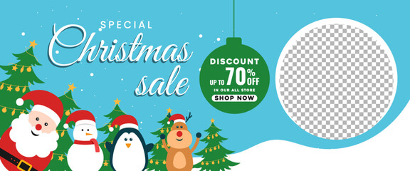 Wall Mural - Special Christmas sale horizontal background banner vector template