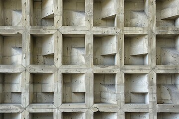 Fototapete - Intricate concrete lattice design showcasing geometric patterns in urban architecture during daylight