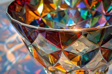 Aufkleber - Beautifully crafted decorative bowl with colorful geometric patterns displayed on a neutral background