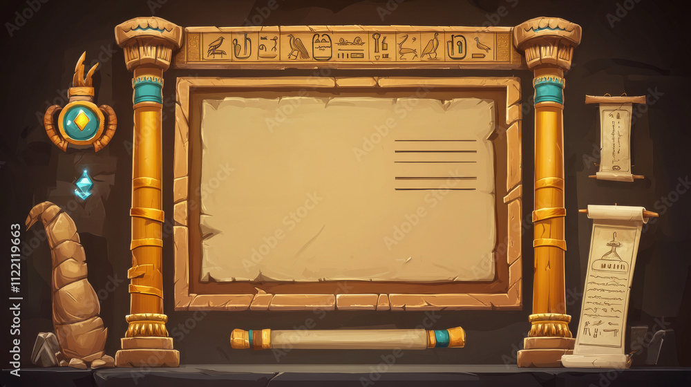 Egyptian ui game interface cartoon vector icon. Egypt menu design ...