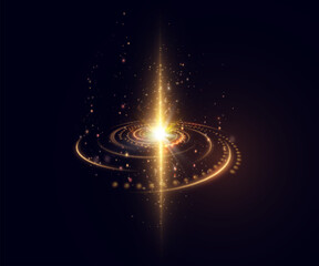 Wall Mural - technological light portal. light rotation with sparkles and glares for game interface design. vecto