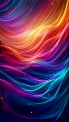 Wall Mural - colorful abstract waves background 4k vertical video - seamless loop. flowing lines, dynamic motion 