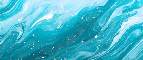 Wall Mural - Turquoise ocean waves with sparkling foam textures