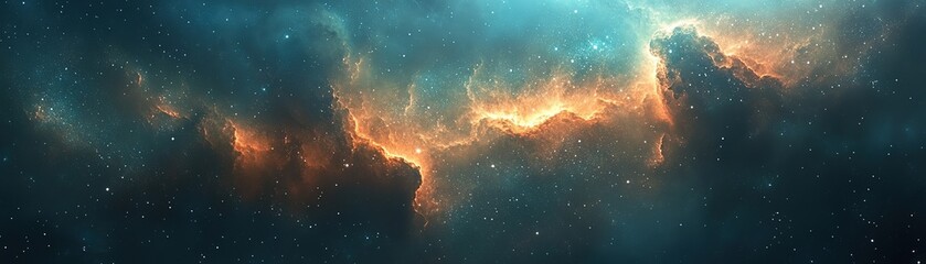 Wall Mural - Exploring cosmic wondersnebula phenomena outer space digital art stellar environment wide angle astrophysics concept