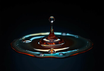 Wall Mural - A mesmerizing moment of a water droplet impacting a surface  creating a stunning crown like splash.