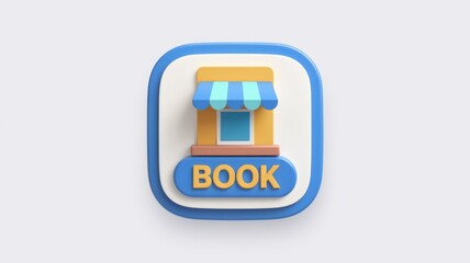 Aufkleber - 3D render of a book store icon, inviting users to book.