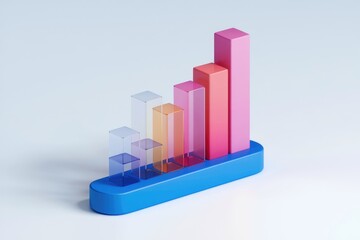 Aufkleber - An upward trending bar graph showcasing growth and progress with vibrant colors.