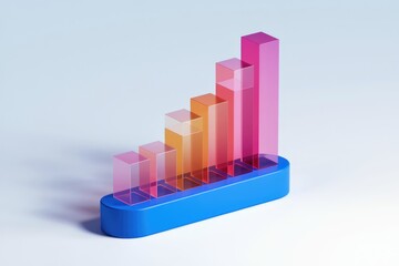 Leinwandbilder - An upward trending bar graph, visually representing growth and progress with translucent, color-gradient bars.