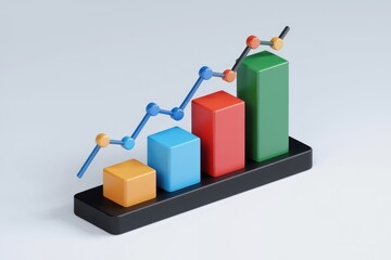 Aufkleber - An upward trending bar graph showcases growth and progress with colorful blocks.