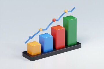 Aufkleber - An upward trending bar graph showcases increasing growth and progress visually.