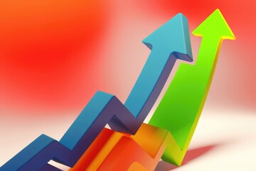 Aufkleber - Three colorful arrows pointing upwards symbolize growth, progress, and success.