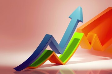 Leinwandbilder - Colorful upward trending arrows indicating growth, progress, and success.