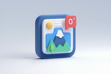 Leinwandbilder - 3D app icon displaying a mountain landscape image with a zero notification.