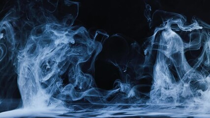 Fototapete - Abstract image of dark room concrete floor. Black room or stage background for product placement.Panoramic view of the abstract fog. White cloudiness, mist or smog moves on black background. 