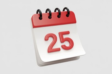 Poster - A 3D rendering of a red and white desk calendar showing the 25th.
