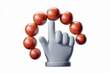Aufkleber - A 3D rendering of a hand interacting with a circular arrangement of spheres.