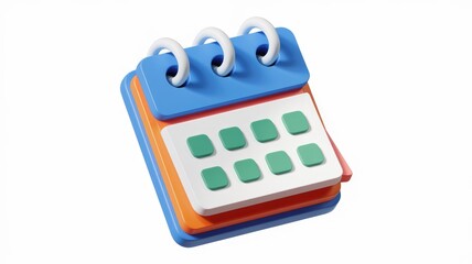 Poster - A colorful 3D rendered icon of a desk calendar showing daily schedule.