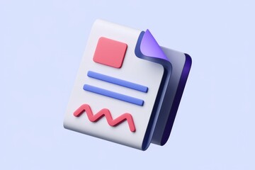 Aufkleber - A 3D illustration of a document with colorful elements, symbolizing digital content or paperwork.