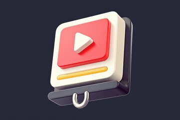 Aufkleber - 3D render of a video player icon with play button, progress bar, and a sleek design.