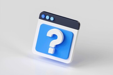 Leinwandbilder - A 3D rendering of a webpage with a question mark, symbolizing online queries and FAQs.