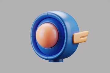 Fototapete - Abstract 3D render of a stylized blue and orange object resembling a futuristic gadget or toy.