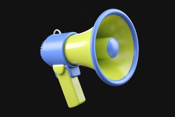 Aufkleber - A vibrant yellow and blue megaphone, ready to amplify your message.