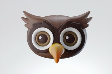 Poster - A cute 3D model of an owl's face with big, expressive eyes.