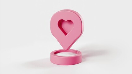 Aufkleber - A pink 3D location pin with a heart cut-out, symbolizing love's location.