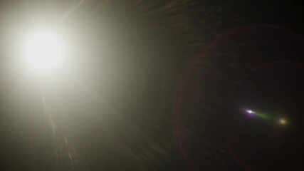 Aufkleber - Easy to add lens flare effects for overlay designs or screen blending mode to make high-quality images. Abstract sun burst, digital flare, iridescent glare over black background.