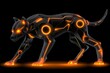 © Sanchai - A flat geometric design of a cyber-dog in motion, emphasizing speed and precision with sharp glowing lines