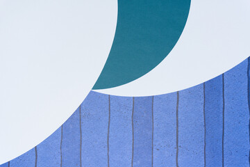 Wall Mural - layered paper shapes on blue paper with stripes