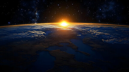 Poster - Sunrise Earth: Planet's Dawn, Celestial Beauty, Space Exploration