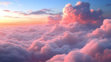 Wall Mural - Sunset Cloudscape: Pink Hues Above, Serene Beauty Below