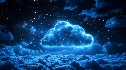 Sticker - Glowing Night Cloud Above Starry Sky, Dreamy