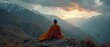 © Jonni78 - Orange robed monk meditating in the mountains of Tibet