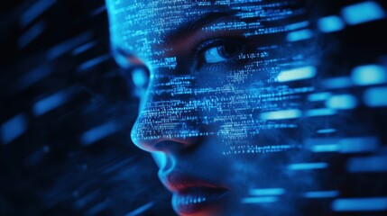 Wall Mural - digital persona: unveiling the algorithmic face of modern technology