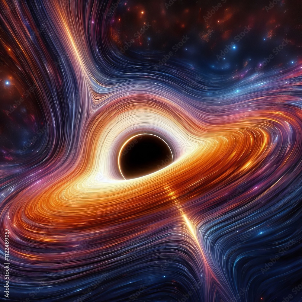 Black Hole Gravity A depiction of the gravitational pull of a bl Stock ...
