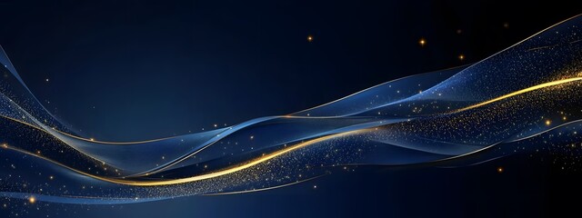 Wall Mural - Blue background with golden decoration on the left and right sides, dark blue color,


