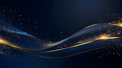 Wall Mural - Blue background with golden decoration on the left and right sides, dark blue color,


