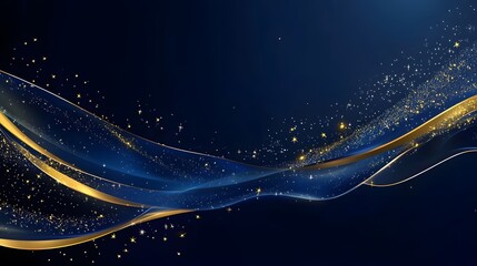 Wall Mural - Blue background with golden decoration on the left and right sides, dark blue color,


