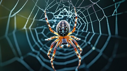 realistic Spider's web black background.