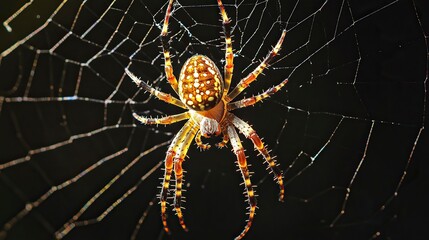 realistic Spider's web black background.
